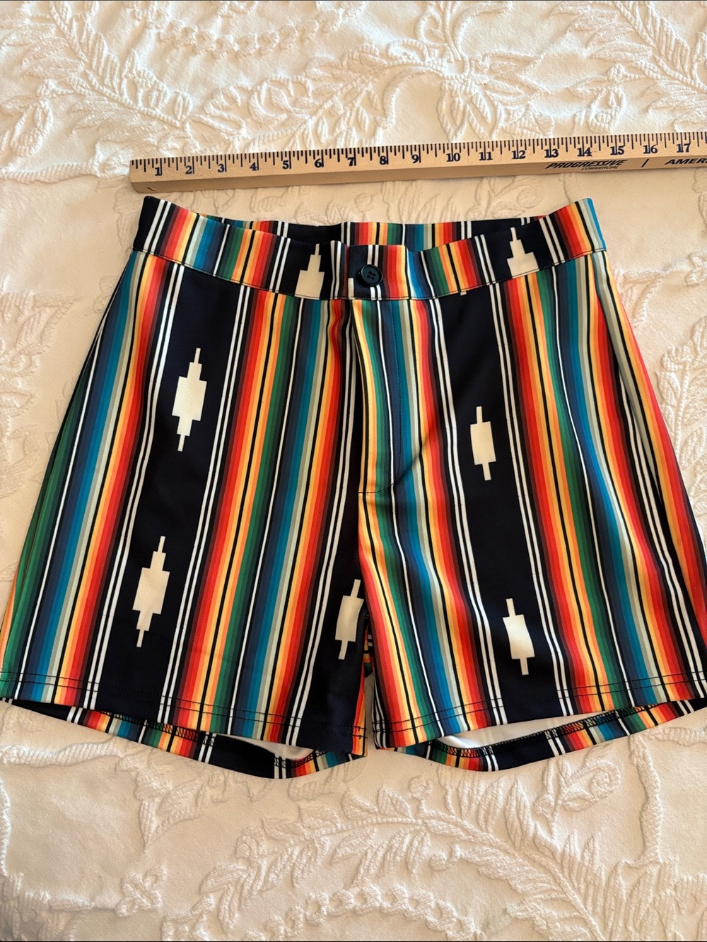 Lucky & Blessed Multicolor Striped Aztec Print Women’s Shorts